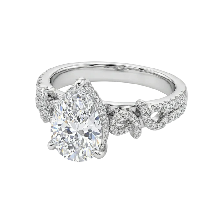 Infinie Signature Pear Cut Moissanite Engagement Ring in 925 Sterling Silver - Image 3