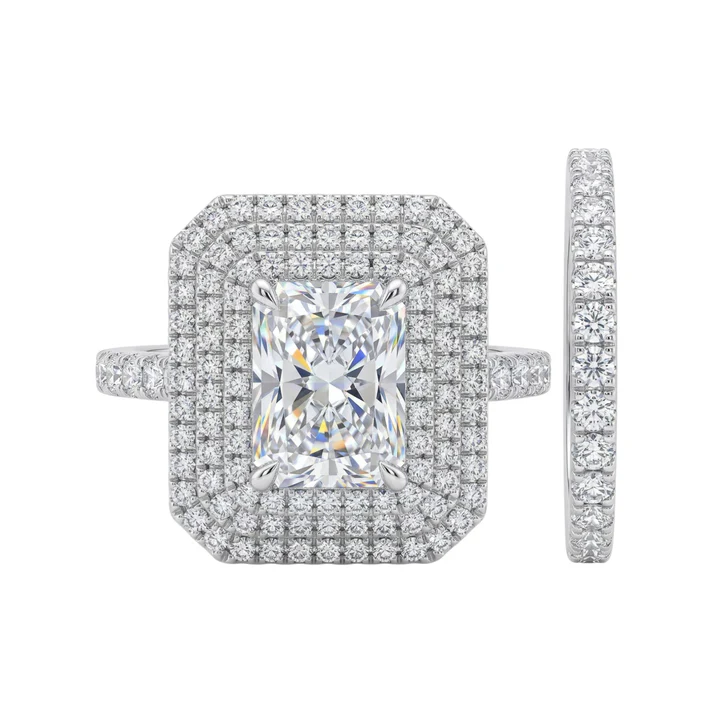 Evelyn Radiant Cut Bride Set in 18KT Gold